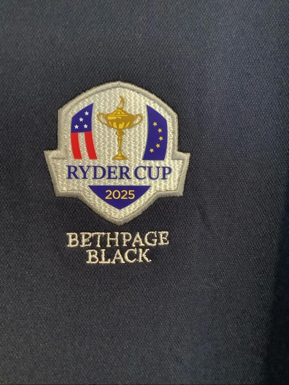 NWOT NIKE Navy Blue Dri-Fit 2025 Ryder Cup Bethpage Black Polo Golf Shirt XL